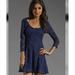 Free People Dresses | Free People Navy Blue Lace Crochet Skater Dress | Color: Blue | Size: S