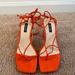 Nine West Shoes | New Orange Strappy Suede Sandal- Size 7 | Color: Orange | Size: 7