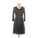 Pink Blush Casual Dress - A-Line Scoop Neck 3/4 sleeves: Gray Color Block Dresses - Women's Size Medium
