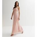 Blue Vanilla Pink Mesh Pleated Chiffon Gem Embellished Maxi Dress New Look