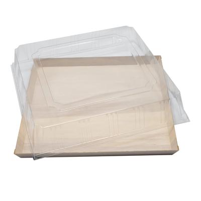 VerTerra TG-CT-14X14 Disposable To Go Box w/ Locking Lid - 14" x 14" x 1", Balsa Wood/RPET, Beige