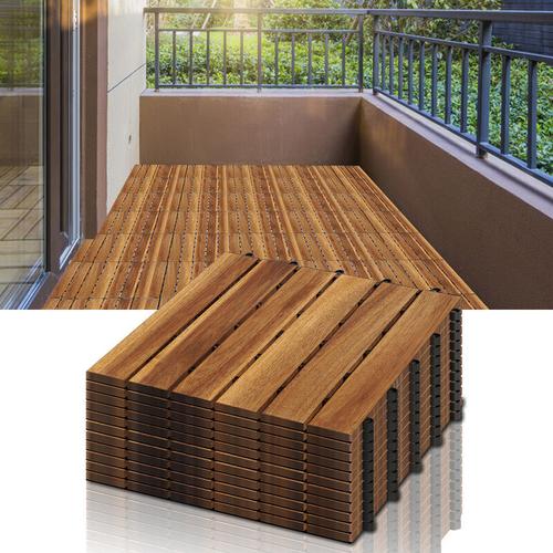 Swanew – Holzfliesen Akazienholz Balkonfliesen Gartenfliesen Terrassenfliesen, 30x30cm, 4m², 6