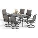 7-piece Patio Dining Set, 6 Sling Patio Swivel Dining Chairs and 1 Metal Dining Table