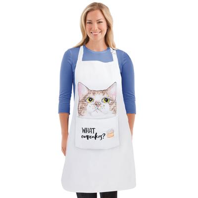Adjustable Cat and Cupcake White Kitchen Apron - 5.630 x 4.500 x 1.250
