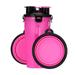2 in 1 Pet Travel Water Bottle with 2 Foldable Dog Feed Bowl Drink Cup Food Container Outdoor Portable Dog Cat Feeder