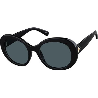Zenni Women's Round Rx Sunglasses Black Plastic Full Rim Frame