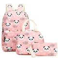 FeiraDeVaidade 3Pcs/Set Cartoon Panda Backpack Set Pink With Lunch Box And Pencil Box For Students Kids Girls
