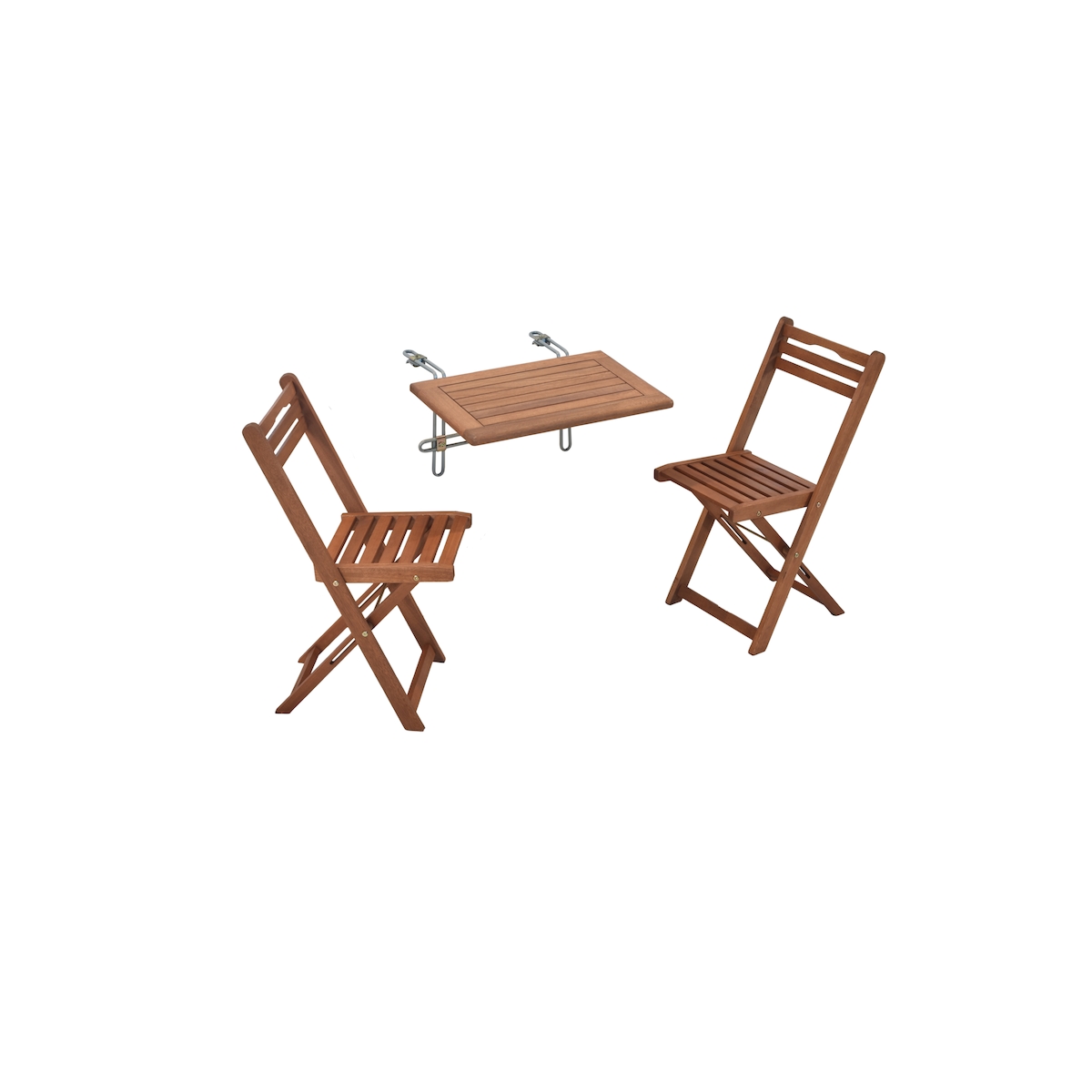 Merxx Porto Set 3tlg., 2 Klappstühle, 1 Balkonhängetisch 60 x 40 cm, Eukalyptus Image