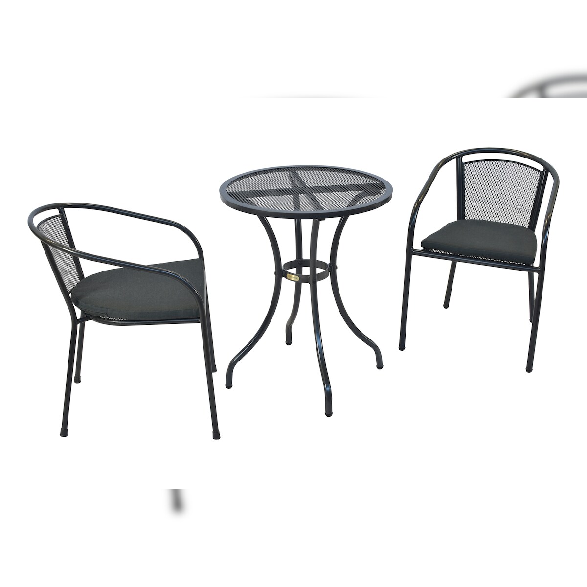 Merxx Delos Set 5tlg., 2 Bistrosessel, 2 Kissen, 1 Tisch Ø 60 cm, Stahlgeflecht Image