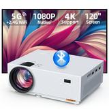 Mini Projector with 5G WiFi and Bluetooth 5.2 Alvar Native 1080P Projector Full HD 4k Supported Video Projector with 400 Projection Size Portable Movie Projector Compatible with TV Stick HDMI US