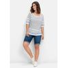Bermudas SHEEGO "Große Größen", Damen, Gr. 50, Normalgrößen, blau (blau denim), Obermaterial: 81% Baumwolle, 17% Polyester, 2% Elasthan, unifarben, casual, comfort fit kurz, Hosen, aus elastischer Denimqualität
