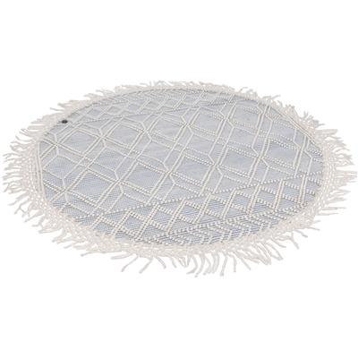 Teppich TOM TAILOR HOME "Colored Macrame", blau, B:0cm H:10mm L:0cm Ø:140cm, Schurwolle, Teppiche, Fransenteppich, Handweb Teppich, reine Wolle, handgewebt, mit Fransen, Scandi Design Image