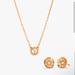 Coach Jewelry | Coach Reserve Open Circle Necklace And Tea Rose Stud Earrings Set Nwt | Color: Gold/Pink | Size: Os