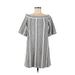 Zara TRF Casual Dress - Mini Boatneck 3/4 sleeves: Black Stripes Dresses - Women's Size Medium