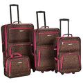 Rockland 4 Piece Luggage Set, One Size, 4 Piece Luggage Set, One Size, 4 Piece Luggage Set, Pink Leopard, 4-Piece Set (14/29/24/28), Jungle Softside Luggage Set