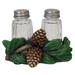 De Leon Collections Polyresin Woodland Forest Pinecone Salt & Pepper Shaker Holder Set in Brown/Green | 3.5 H x 5 W in | Wayfair 14134