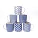 QXXSJ Set Of 6 11.5 Oz Coffee Mugs w/ Black & White Geometric Patterns, Tea Cup Set Porcelain/ in White/Blue | 3.6 H x 3.4 W in | Wayfair