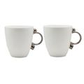Prouna Geometrica Silver Rim Bone China Coffee Mug, Set of 2 Bone China/Ceramic in Brown/Gray/White | 4 H x 4 W in | Wayfair 34500-000200
