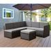 Ebern Designs Ilselore 4 Piece Sectional Seating Group w/ Cushions Synthetic Wicker/All - Weather Wicker/Wicker/Rattan in Gray/Brown | Outdoor Furniture | Wayfair