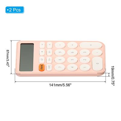 2Pcs 12 Digit LCD Display Small Desk Basic Calculator Battery Powered