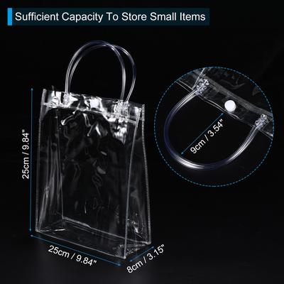 85Pcs Clear PVC Gift Bags with Handles 9.84x9.84x3.15“ Reusable Wrap Tote Bag