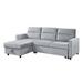 Ami 82 Inch Modern Reversible Sleeper Sofa with Chaise, Side Pocket, Gray