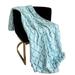 Plutus Light Blue Diamond Faux Fur Luxury Throw Blanket