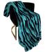 Plutus Teal Black Wild Ocean Faux Fur Luxury Throw Blanket