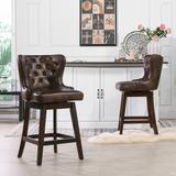 Holmes Armless Faux Leather Tufted High-Back 360 Swivel Counter Stool