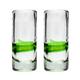 Hand Blown Blended Green Stripe Shot / Tequila Glasses - Made from Recycled Glass