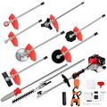 52cc 5 In 1 Petrol Hedge T-rimmer Chainsaw Brush Cutter Pole Saw Outdoor Tools included Brush Cutter Pruner Strimmer Hedge Trimmer and Extension Pole