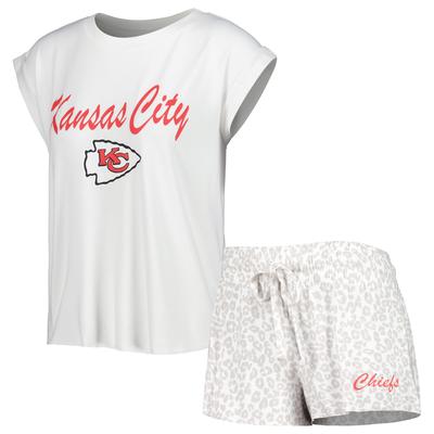 Women's Concepts Sport White/Cream Kansas City Chiefs Montana Knit T-Shirt & Shorts Sleep Set