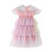 ZHAGHMIN Girls Red Dress Size 14-16 Toddler Girls Fly Sleeve Star Moon Paillette Princess Dress Rainbow Tie Dye Dance Party Ruffles Dresses Clothes Christmas Dress for Girls 10-12 Baby Holiday Chris