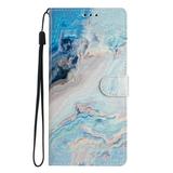 EUBUY for Samsung S5 Leather Case Blue Marble Painted Leather Case for Samsung S5 with Lanyard