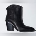 Zara Shoes | Leather Cowboy Ankle Boots | Color: Black | Size: 6