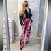 Zara Pants & Jumpsuits | New Zara Printed High Waist Floral Pants With Satin Finish Medium 8256/157 | Color: Pink/Purple | Size: M