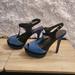 Jessica Simpson Shoes | Jessica Simpson | Blue/Black Elso Kidsuede T-Strap Peep-Toe Heels | Color: Black/Blue | Size: Various