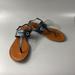 Kate Spade Shoes | Kate Spade New York Carolina Women's Blue T-Strap Leather Sandals, Size 6m | Color: Blue/Brown | Size: 6