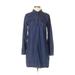 Old Navy Casual Dress - Shirtdress Collared Long sleeves: Blue Print Dresses - Women's Size Small