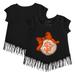 Girls Toddler Tiny Turnip Black San Francisco Giants Baseball Bow Fringe T-Shirt