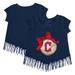 Girls Toddler Tiny Turnip Navy Cleveland Guardians Baseball Bow Fringe T-Shirt