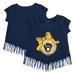 Girls Toddler Tiny Turnip Navy Milwaukee Brewers Baseball Bow Fringe T-Shirt