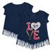 Girls Youth Tiny Turnip Navy Minnesota Twins Baseball Love Fringe T-Shirt