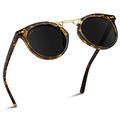 WearMe Pro Polarized Round Retro Double-Bridge Vintage Women's Sunglasses, Tortoise Frame/ Black Lens, One Size