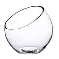 EdirFtra Glass Slant Cut Bowl, Transparent Glass Bowls, Slanted Clear Glass Vase,Clear Glass Sphere Slant Cut Bubble Bowl, Glass Terrarium, Fish Bowl Plant Terrarium, Round Flower Vase,22.8cm