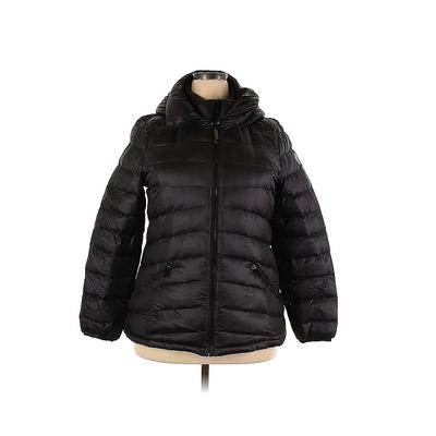 DKNY Snow Jacket: Black Solid Activewear - Women's Size 2X-Large