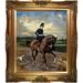 La Pastiche 'The Amazon w/ Puppy' by Giovanni Boldini Framed Painting Print Metal in Blue/Brown | 32 H x 28 W x 2 D in | Wayfair