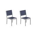 Oxford Garden Travira Stacking Powder Coated Aluminum Outdoor Dining Side Chair Sling in Gray/Blue | 33.75 H x 18.25 W x 22.25 D in | Wayfair