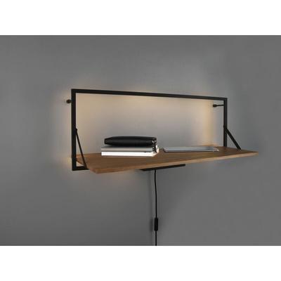 Wandregal leonie aus Holz mit led Beleuchtung Metall Schwarz 90cm breit