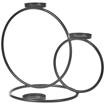Kerzenständer Schwarz Metall 3-flammig Kreisform Ringform Modern Design Handgefertigt Tischdeko Accessoire Dekoartikel D